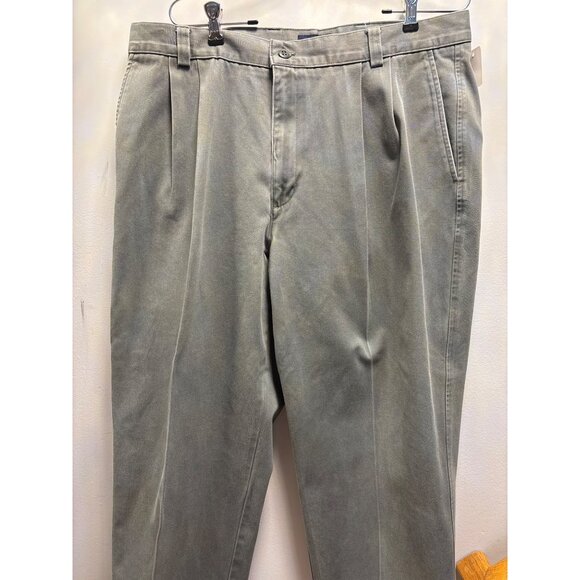 Dockers Khaki Mens Gray Pleated Dress Pants 38W x 31L Cotton Blend Classic Fit - Picture 2 of 14